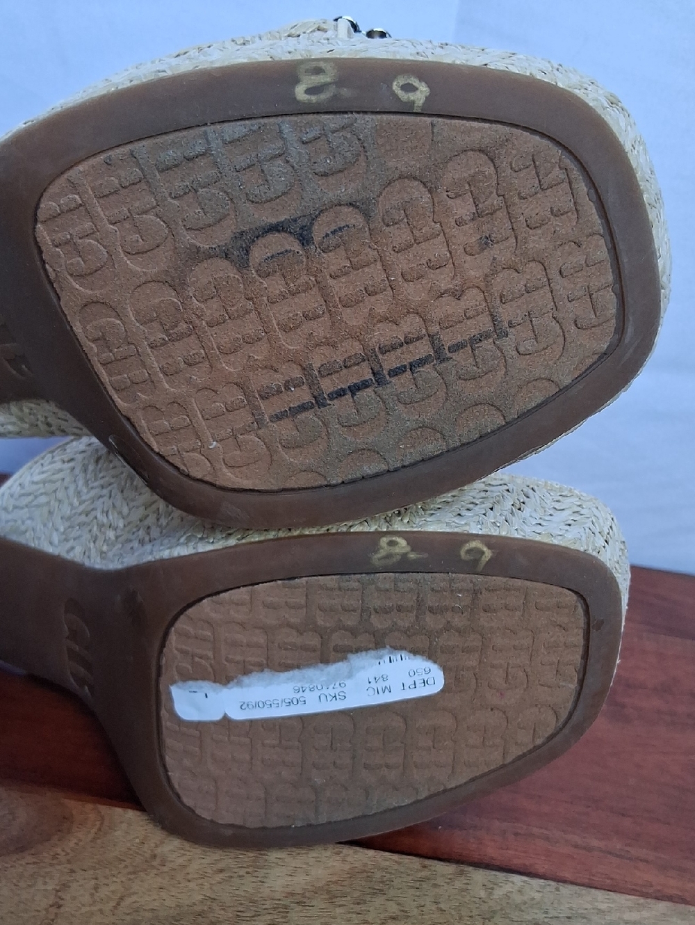 Gianni Binni Dejavu Raffia Rhingestone Buckle Platform 9 Tan - Picture 14 of 15